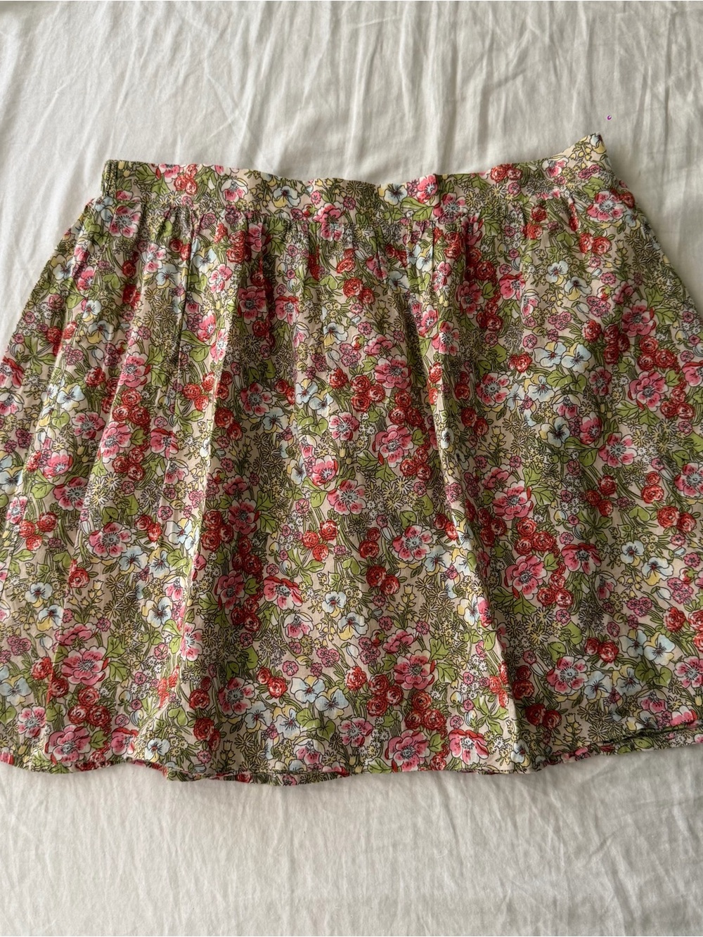 Daniel Cremieux Olive Floral Skirt with Pink & White Blooms